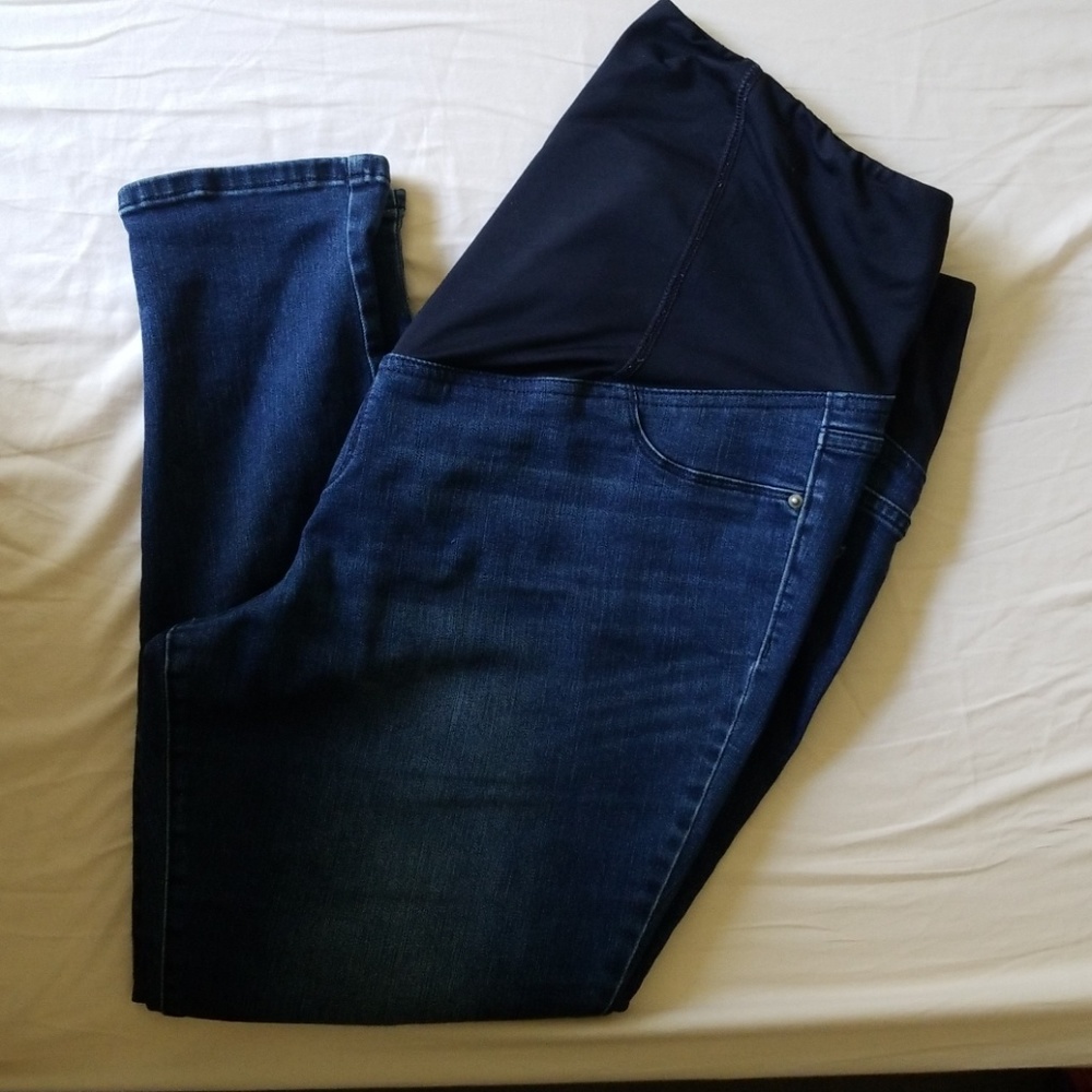 🤰🏽🤰Crossover Panel maternity jeggings dark wash